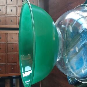 Vintage  Pyrex Primary Color Green Clear Bottom Glass Mixing Nesting Bowl 326